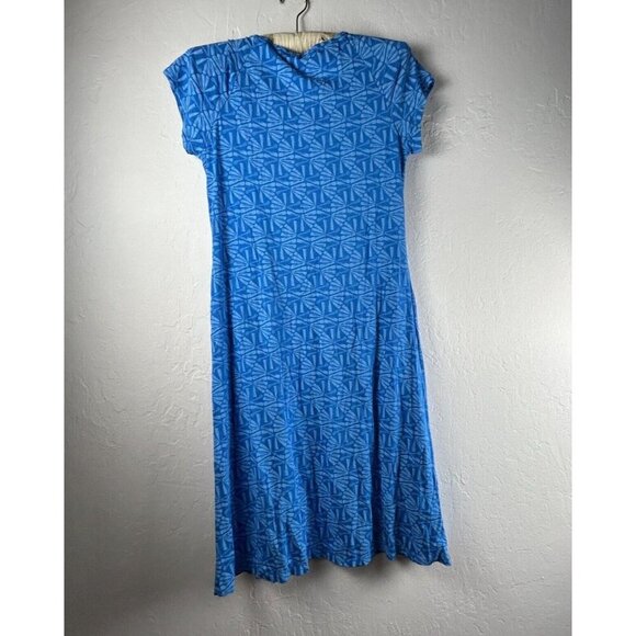 Fresh Produce Emma Dress Short Sleeve Ruched Blue Printed Size Small A-Line - Picture 2 of 9